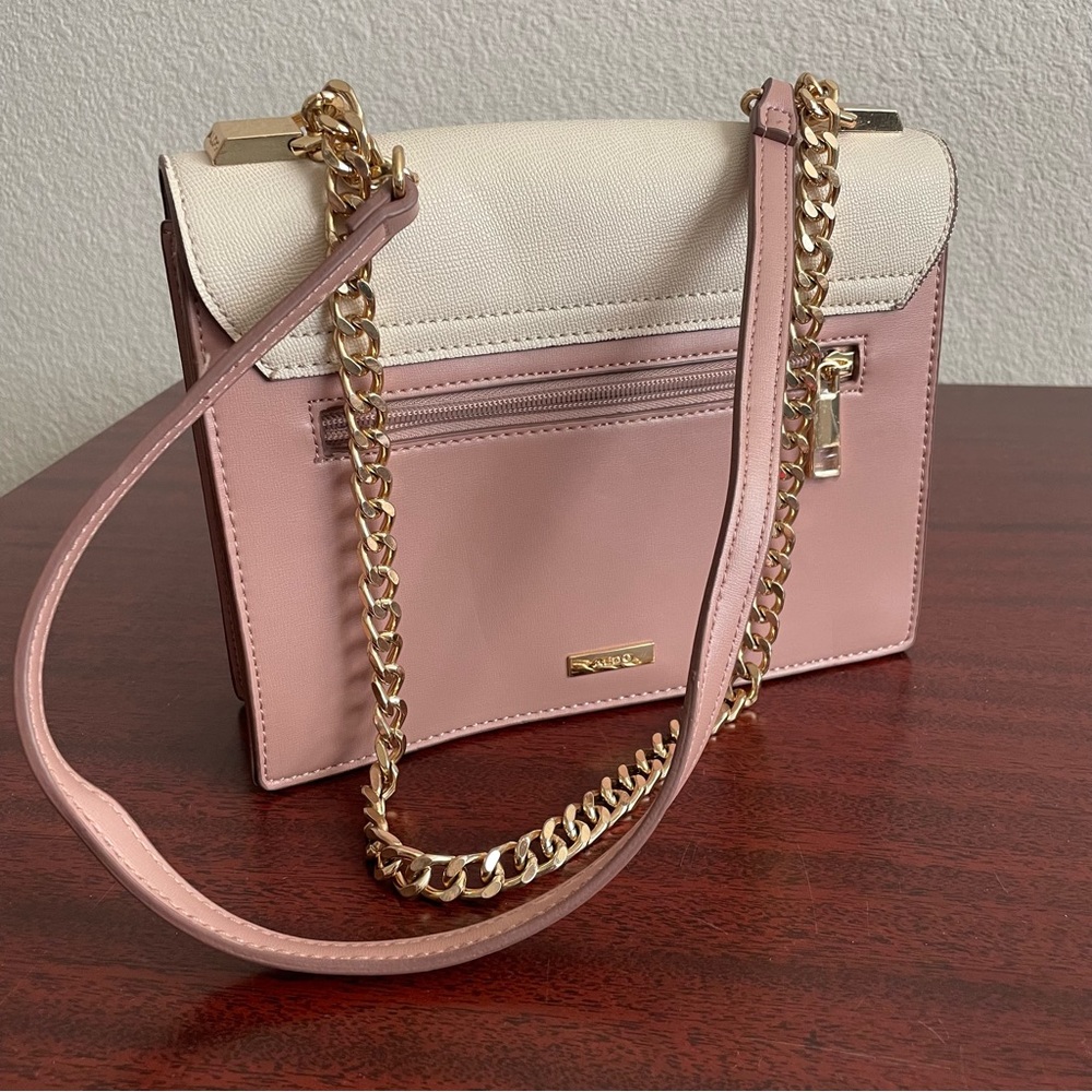 ALDO Yukita Faux Leather Mix Pink Snakeskin Chain Crossbody - Picture 6 of 11